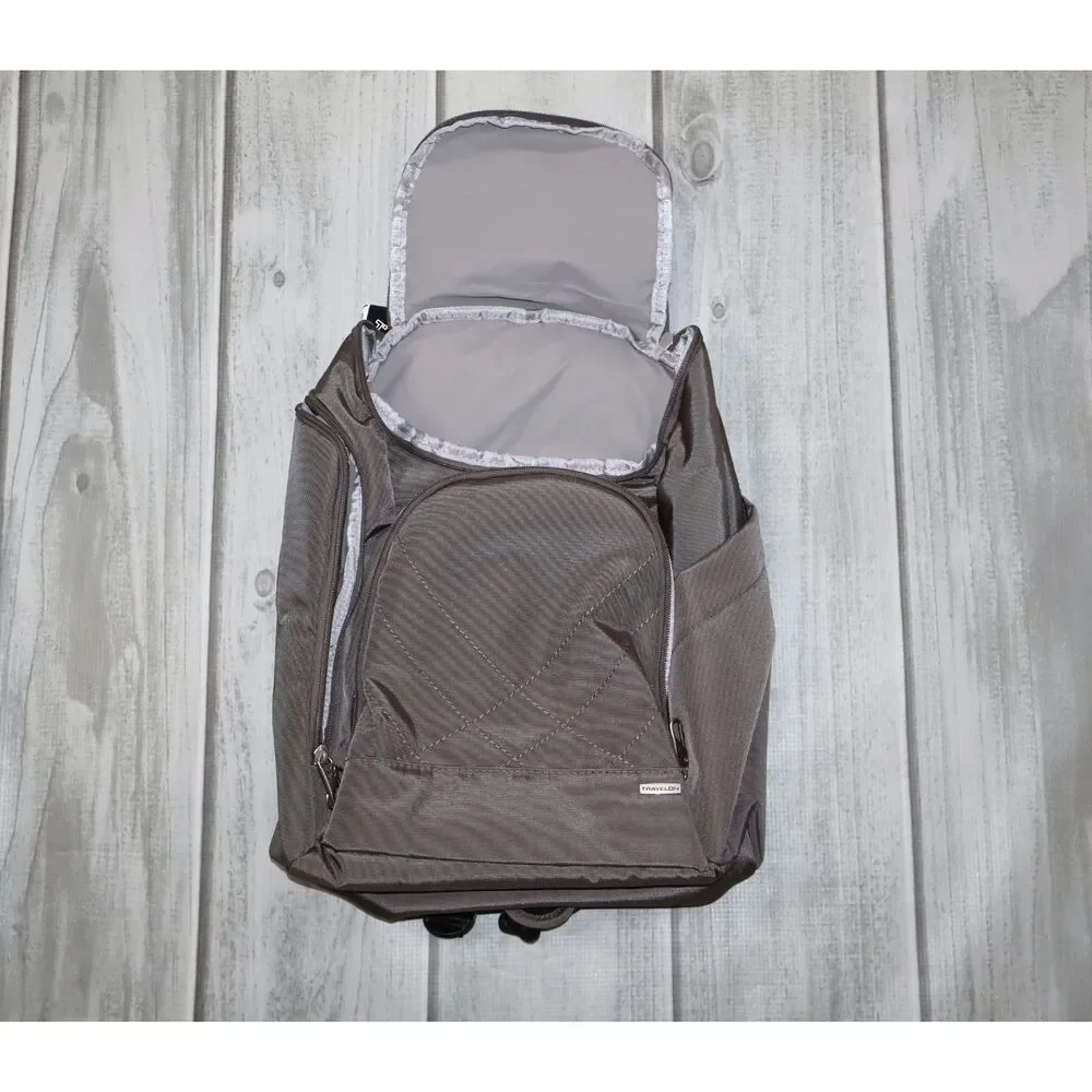 NEW Travelon Anti Theft Classic Backpack 5 Point Security Bag Travel Hazelnut